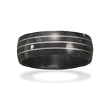 Black Stainless Steel Men's Ring with Line Design in the Band- Size 13