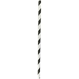 Aardvark 61520009 Paper Drinking Straw, 7/32" Diameter x 7-3/4" Length, Jet Black Stripe (8 Boxes of 600)