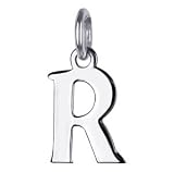 .925 Sterling Silver Initial R Polish Finish 0.5 Long Pendant Charm