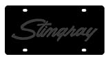 Chevrolet Corvette Stingray License Plate on Black Steel