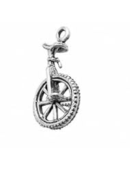 Sterling Silver 3D One Wheeled Bicycle Unicycle Charm