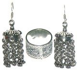 Women Jewelry Set Silver Earrings and Ring (erss028)