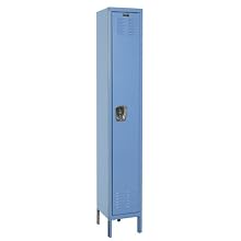 Hallowell U1228-1MB Marine Blue Steel Premium Wardrobe Locker, 1 Wide with 1 Opening, 1 Tier, 12" Width x 78" Height x 12" Depth, Knock Down