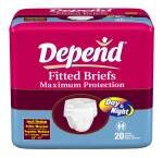 Depend Overnite Adult Brief Med 33-41for Heavy Incontinence 30%more Absorb - Case of 80