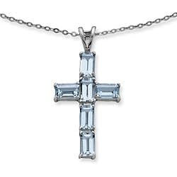 Amazon.com: Emerald-Cut Aquamarine Cross Gemstone Pendant: Jewelry from amazon.com