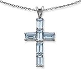 Aquamarine Cross Pendant (Emerald-Cut)