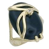 Women's Solitaire Black Genuine Nature Stone Onyx Gold Tone Ring, Size: 5-10