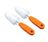 Baby Simba Lion Bottle Nipple Brushes. BPA Free Holder w/ Sterling Silver base. Set of 2