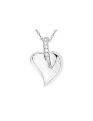 10K White Gold Diamond Heart Pendant