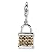 Sterling Silver Gold-plated 3-D Fishing Basket w/Lobster Claw Clasp Clasp Charm