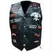 Diamond PlateTM Hand Sewn Pebble Grain Genuine Buffalo Leather Biker Vest with 23 Patches