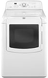 Maytag Bravos Series MEDB800VQ 29' Electric Dryer with SuperSize Capacity Plus, 9 Automatic Wash Cycles, 5 Temperature Settings, 2 Steam Cycles, DuraCushion Dryer Drum, IntelliDry Sensor, Selectable Interior Light, QuietSeries 400 Sound Package and Reversible Side-Swing Door: White