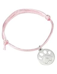 14k White Gold 6.5-8" Our Cause for PawsTM Pendant Bracelet Jewelry W/.02 Ct Pink CoRound W/Packaging