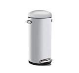 simplehuman Round Retro Step Trash Can, White Steel, 30-Liter / 8-Gallon