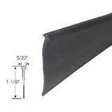 Black 1-1/8 Half-Round Type Shower Door Bottom Seal and Sweep - 36 in Long