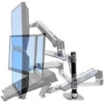 Ergotron LX Dual Stacking Arm - Mounting kit ( desk clamp mount, grommet mount, pole, 2 articulating arms, 2 extension brackets ) for 2 LCD displays - polished aluminum - screen size: up to 24 - mounting interface: 100 x 100 mm, 75 x 75 mm - desktop stand