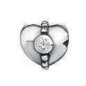 Lovelinks® By Aagaard "Petites" Sterling Silver Beaded Heart with Clear CZ Crystals Bead For Charm Bracelets
