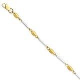 14k Two-tone Fancy Bead and Bar Bracelet - 7 Inch