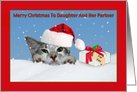 Christmas, Daughter and Partner, Cat, Present Card