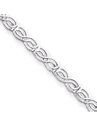 14k White Gold Fancy Casted Polished 7 Inch w/ Lobster Bracelet w/ Lobster Clasp