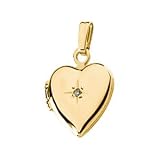 14K Yellow Gold 11.25X10.00 mm Heart Shaped Locket W/Diamond