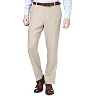 Summer Weight Linen Blend Flat Front Trousers
