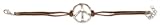 7" Silver tone Metal Suede Peace Sign Bracelet by 