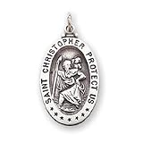 Sterling Silver St. Christopher Medal Charm - JewelryWeb