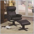 Monarch Narrow Bonded Leather Swivel Recliner Chair and Ottoman Set in Brown