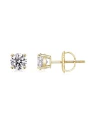 0.9 ct Solitaire Diamond Stud Earrings in Yellow Gold