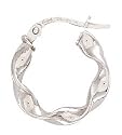9ct White Gold Twist Hoop Earrings