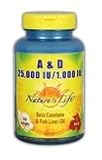 Nature's Life A and D, 25,000 IU/1000 IU Softgels, 250 Count