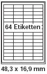 Produkt-Bild: pripa Etikettenformat 48,5 x 16,9mm, 50 Blatt DIN A4 selbstklebende Etiketten.Der Einzelbogen ist aufgeteilt in64 Etiketten pro Bogen = 4 Spalten je 16 Reihen, 3200Etiketten. Andere Formate & Mengen verf&uuml;gbar.