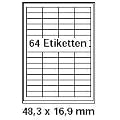 pripa Etikettenformat 48,5 x 16,9mm, 50 Blatt DIN A4 selbstklebende Etiketten.Der Einzelbogen ist aufgeteilt in64 Etiketten pro Bogen = 4 Spalten je 16 Reihen, 3200Etiketten. Andere Formate & Mengen verf�gbar.
