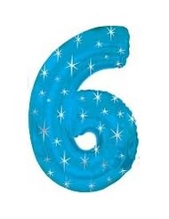47" Blue Sparkle Six Number Balloon
