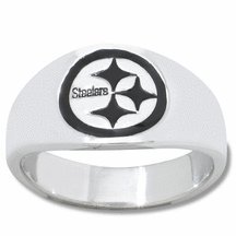 Pittsburgh Steelers Logo Men's Enamel Band Ring (Size 11)