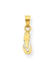 10k Yellow Gold Rhodium Accessory Flip Flop Pendant