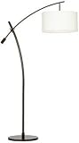 Bronze Boom Arc Floor Lamp with Linen Shade