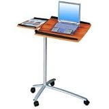 Mobile Laptop Desk-Sturdy Steel Frame-Wood/Silver (Wood Grain/Silver) (30 to 47H x 32W x 17D)
