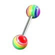 Stainless Steel with UV Barbell - Rainbow Gay Pride Sold as a Pair