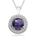 0.40 Cts Diamond & 1.80 Cts Amethyst Pendant in 14K White Gold