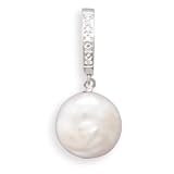 14k White Gold 5 Diamond/Coin Pearl Drop Slide