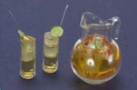 Dollhouse Miniature Pitcher of Iced Tea with 2 Glasses