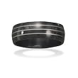 Black Stainless Steel Men's Ring with Line Design in the Band