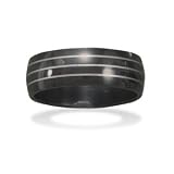 Black Stainless Steel Men's Ring with Line Design in the Band