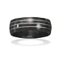 Black Stainless Steel Men's Ring with Line Design in the Band