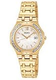 Seiko SXDB34 Diamond White Mother-of-Pearl Dial Stainless Steel Gold Plated Women's Watch