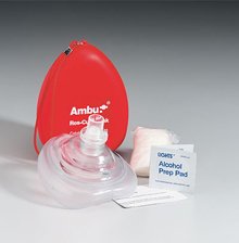 Ambu&laquo; Res-cue CPR mask kit includes CPR mouth barrier- 2 gloves- 2 alcohol cleansing pads in a reusable plasti At Home Emergency