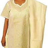 Indian Cotton Shalwar Kameez Chikan Embroidery Yellow Size M (ncsk658)