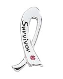 Karibou Survivor Crystal Breast Cancer Ribbon Pin